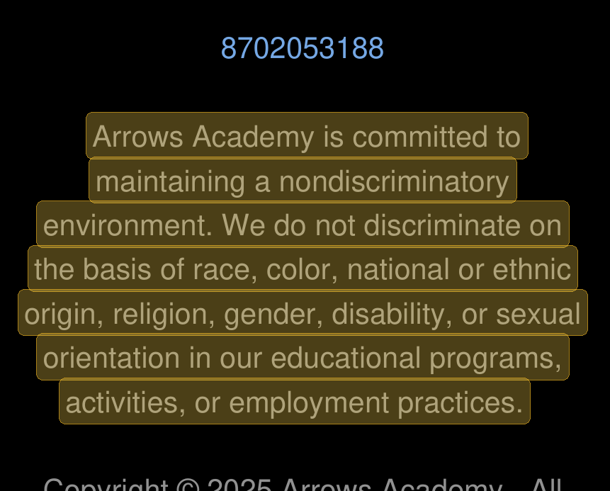 Highlighted excerpt from Arrows Academy handbook