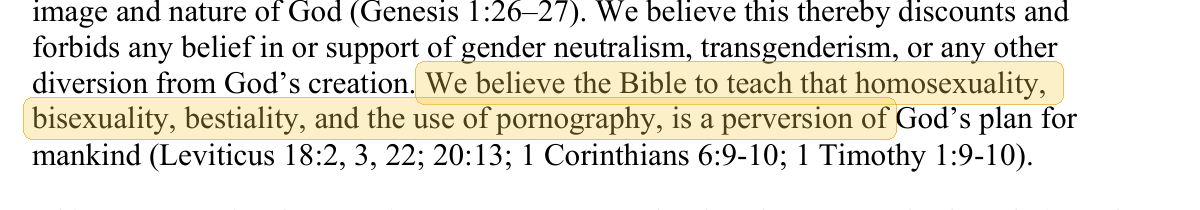 Highlighted excerpt from Garrett Memorial Christian School handbook