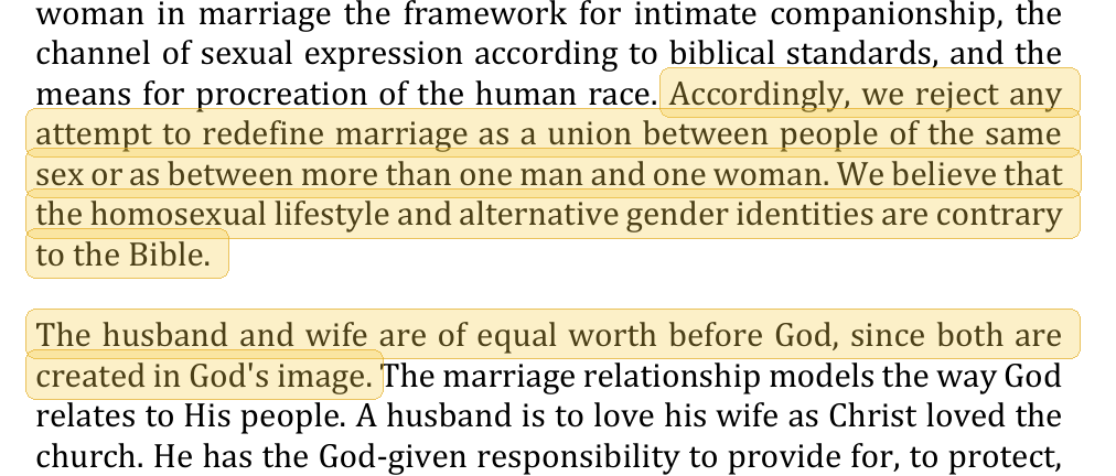 Highlighted excerpt from Life Way Christian School handbook