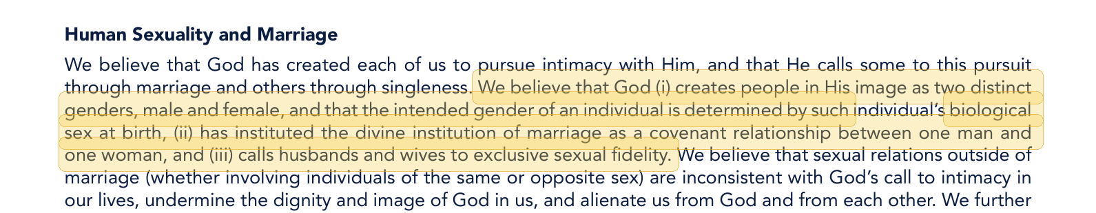 Highlighted excerpt from Little Rock Christian Academy handbook