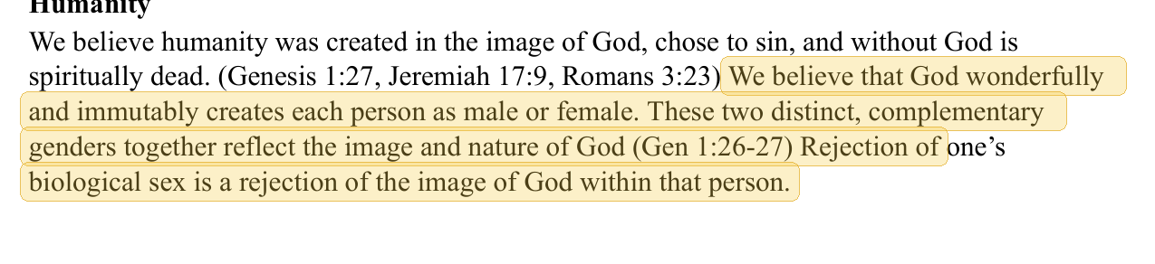 Highlighted excerpt from Valley Christian Academy handbook